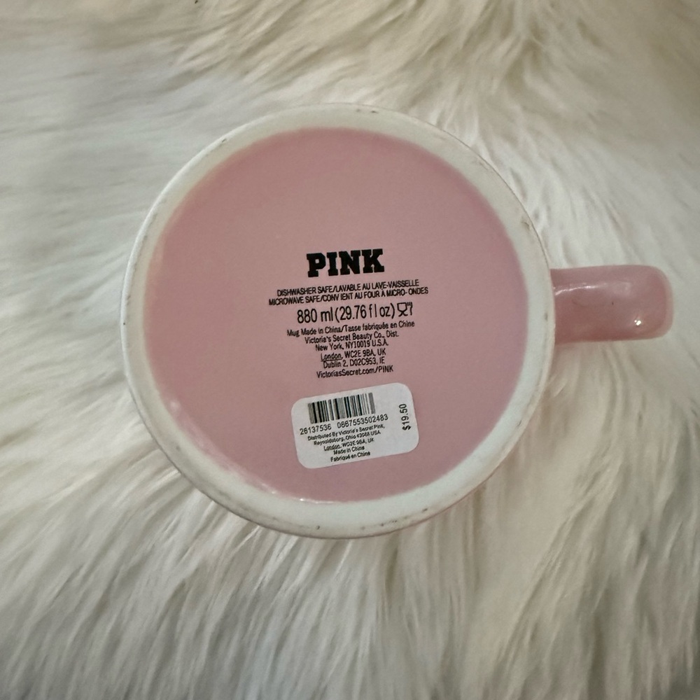 VICTORIA'S SECRET PINK MONOGRAM LARGE MUG 29.7oz WHITE AND PINK - Picture 3 of 3